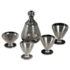 Antique 1920 Baccarat 57 Pieces Crystal Alhambra 56 Glasses 1 Decanter