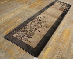 1920 Beige-Brown Floral Modernist Rug Antique Art Deco Runner 2'6''x8'10" Carpet