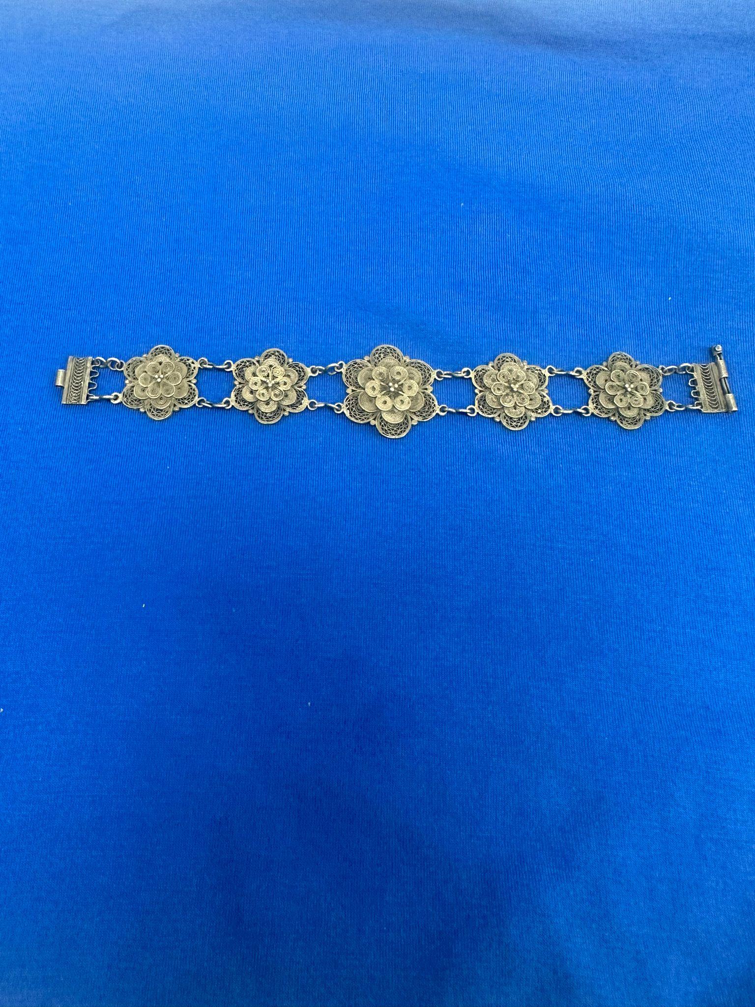 Hand-Crafted 1920 Bezalel Silver Filigree Bracelet – Handmade Jerusalem Artistry For Sale