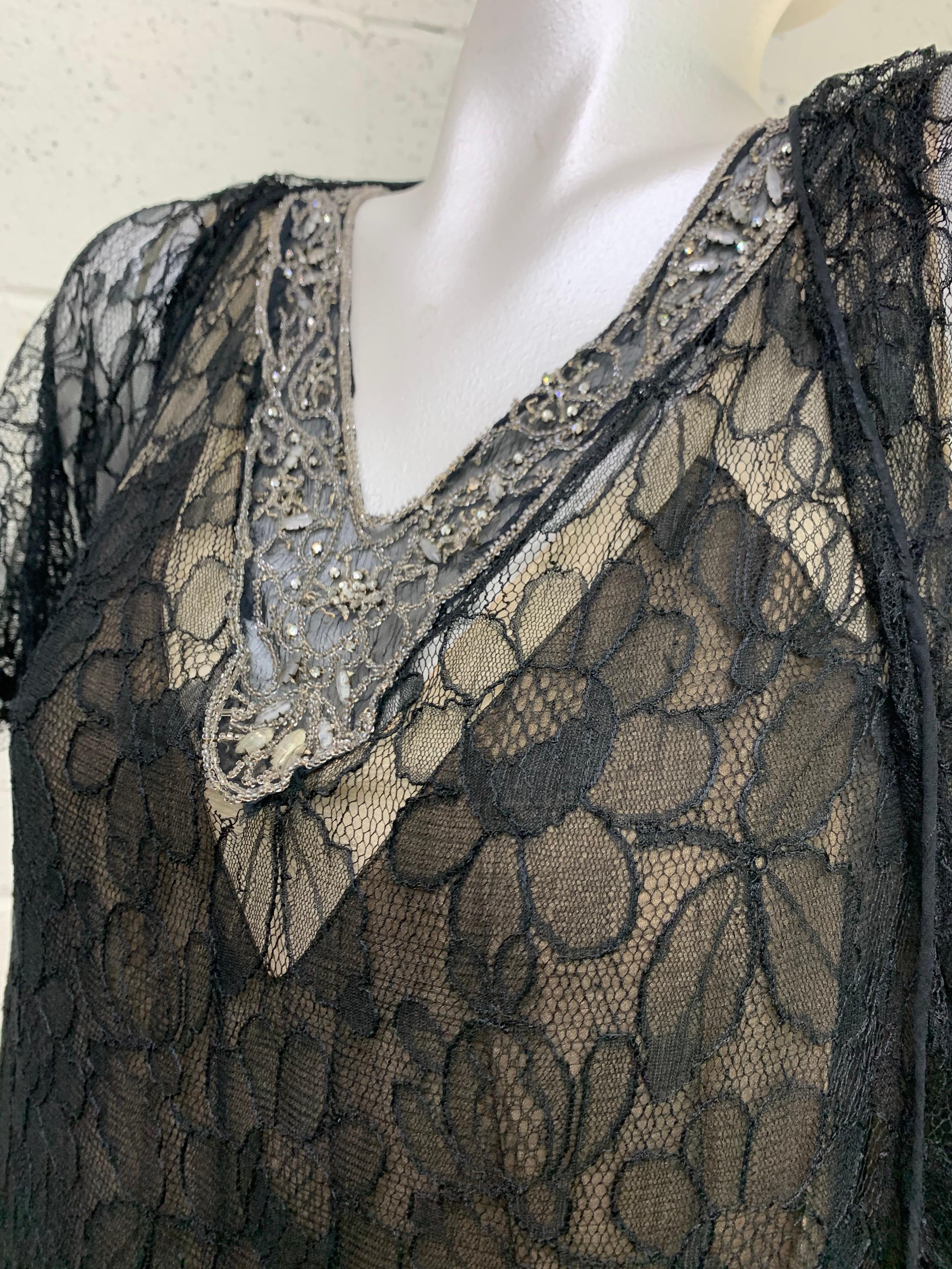 1920 Blackshire Exquisite French Beaded & Ruffled Lace Dress w/ Matching Jacket In Excellent Condition For Sale In Gresham, OR