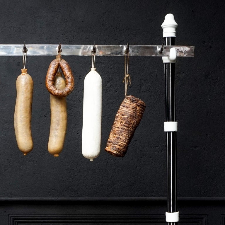 1920s ArtDeco Black&White Enamelled Cast Iron Butcher Meat Counter