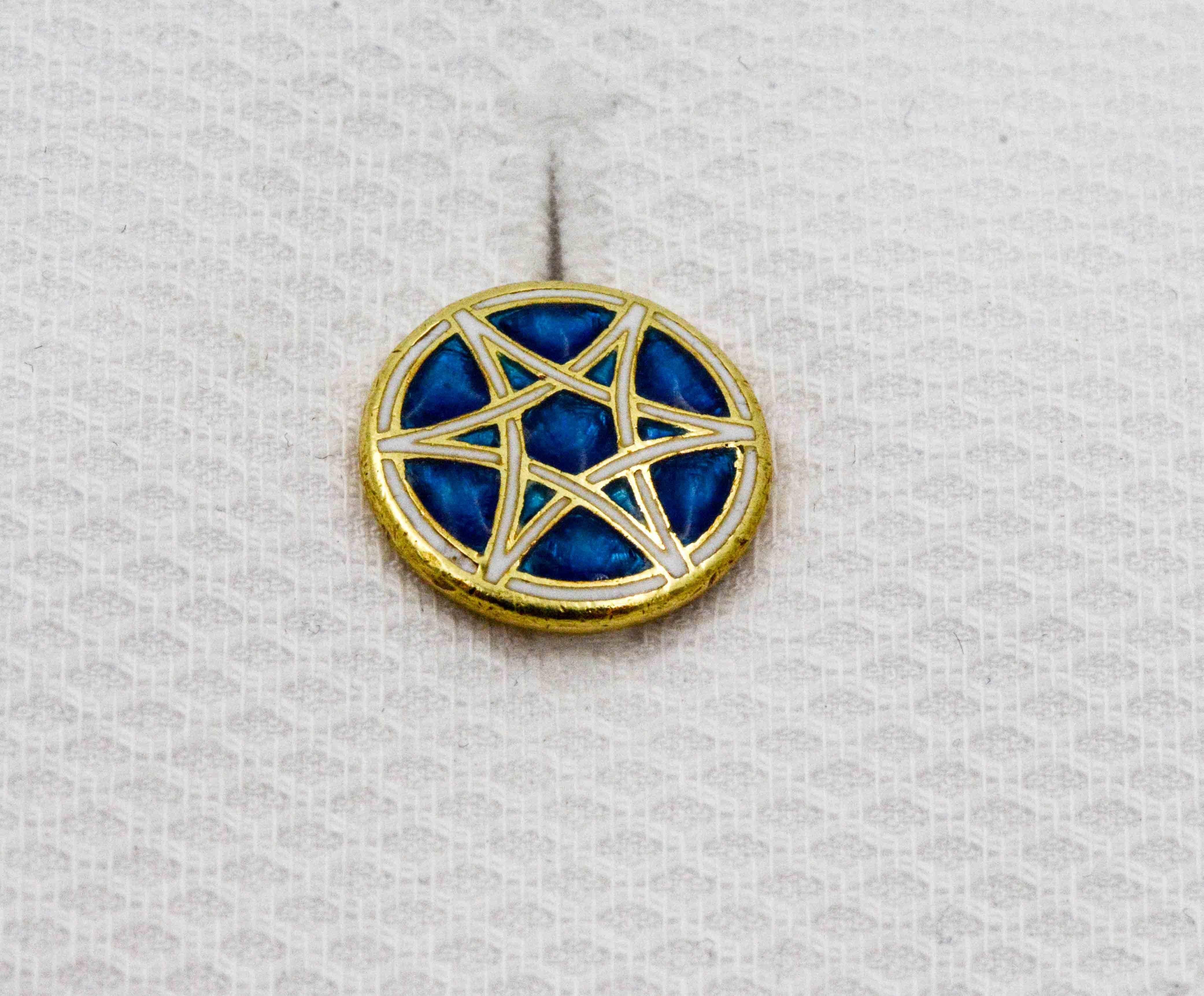 Paint the town or travel abroad--these blue enamel cuff links make an artful companion either way. Crafted in 1920, these 18 karat yellow gold Star of David cuff links certainly have an imaginable story to tell. These immaculate cuff links have