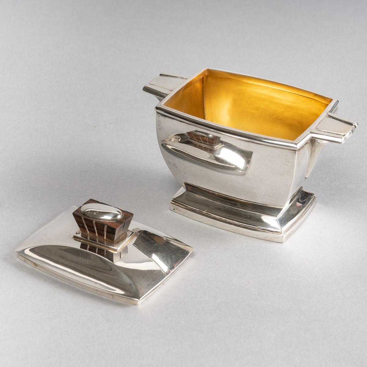 1920 Boin Taburet - Tea And Coffee Egoiste Set In Sterling Silver And Macassar For Sale 4