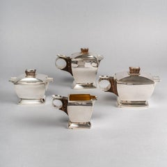 1920 Boin Taburet - Tea And Coffee Egoiste Set In Sterling Silver And Macassar