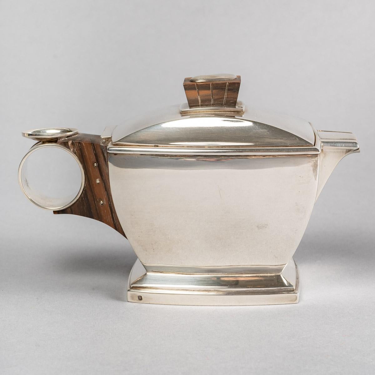 1920 Boin Taburet - Tee- und Kaffee Egoist-Set aus Sterlingsilber und Makassar (Französisch) im Angebot