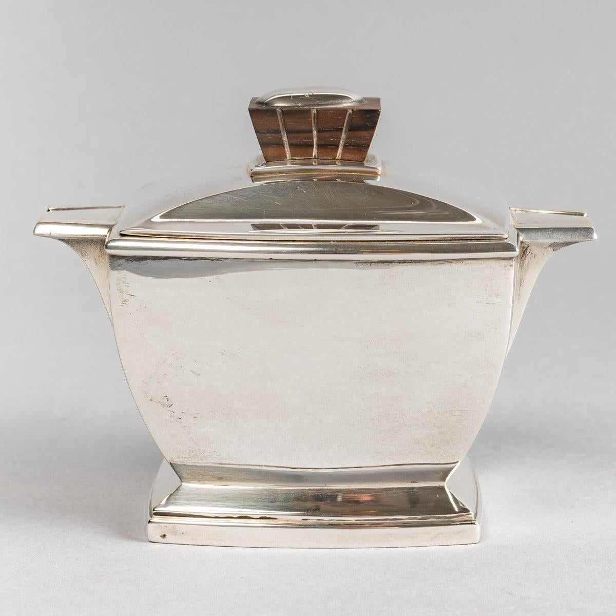 1920 Boin Taburet - Tee- und Kaffee Egoist-Set aus Sterlingsilber und Makassar im Angebot 1