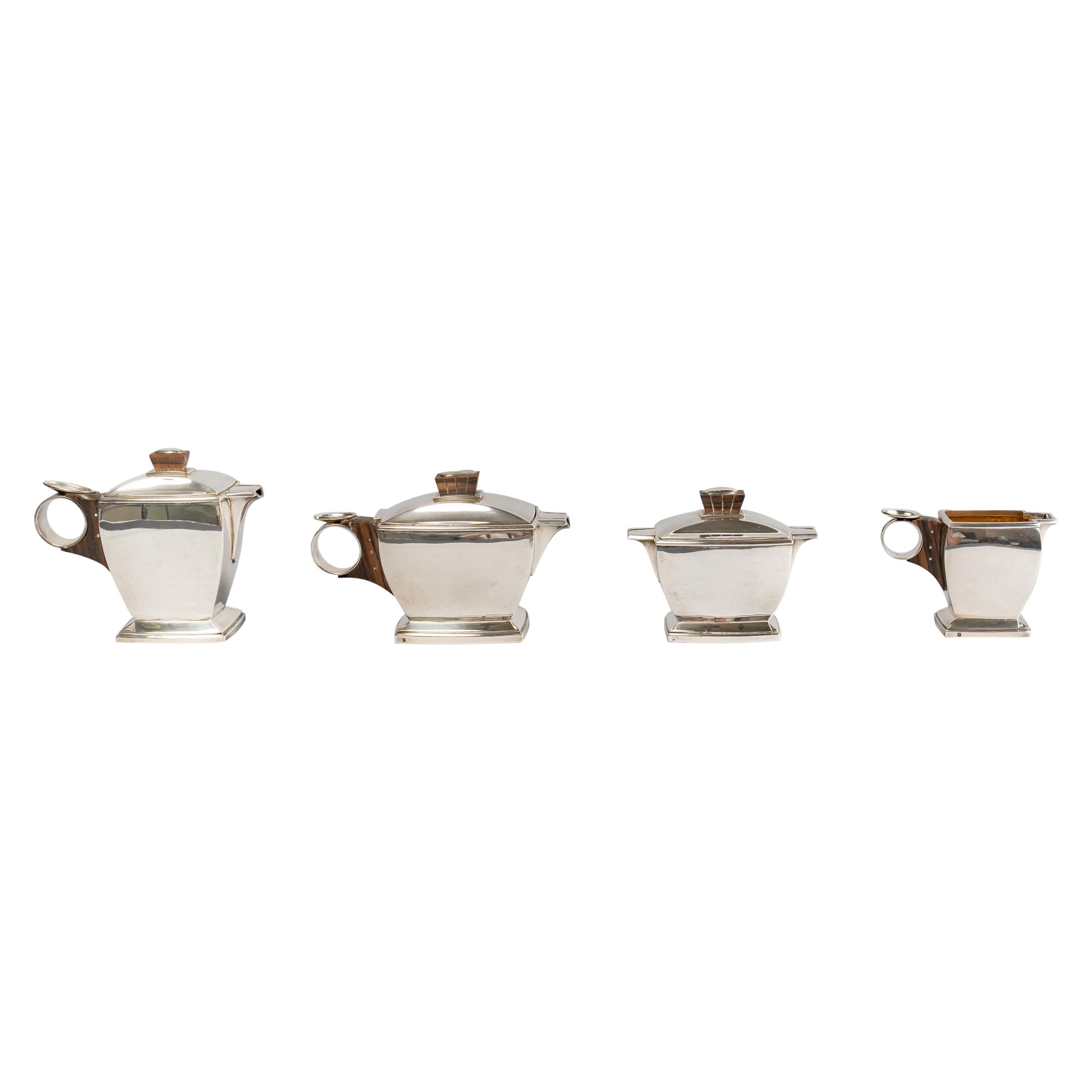 1920 Boin Taburet - Tee- und Kaffee Egoist-Set aus Sterlingsilber und Makassar