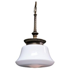 1920 brass milk glass pendant light