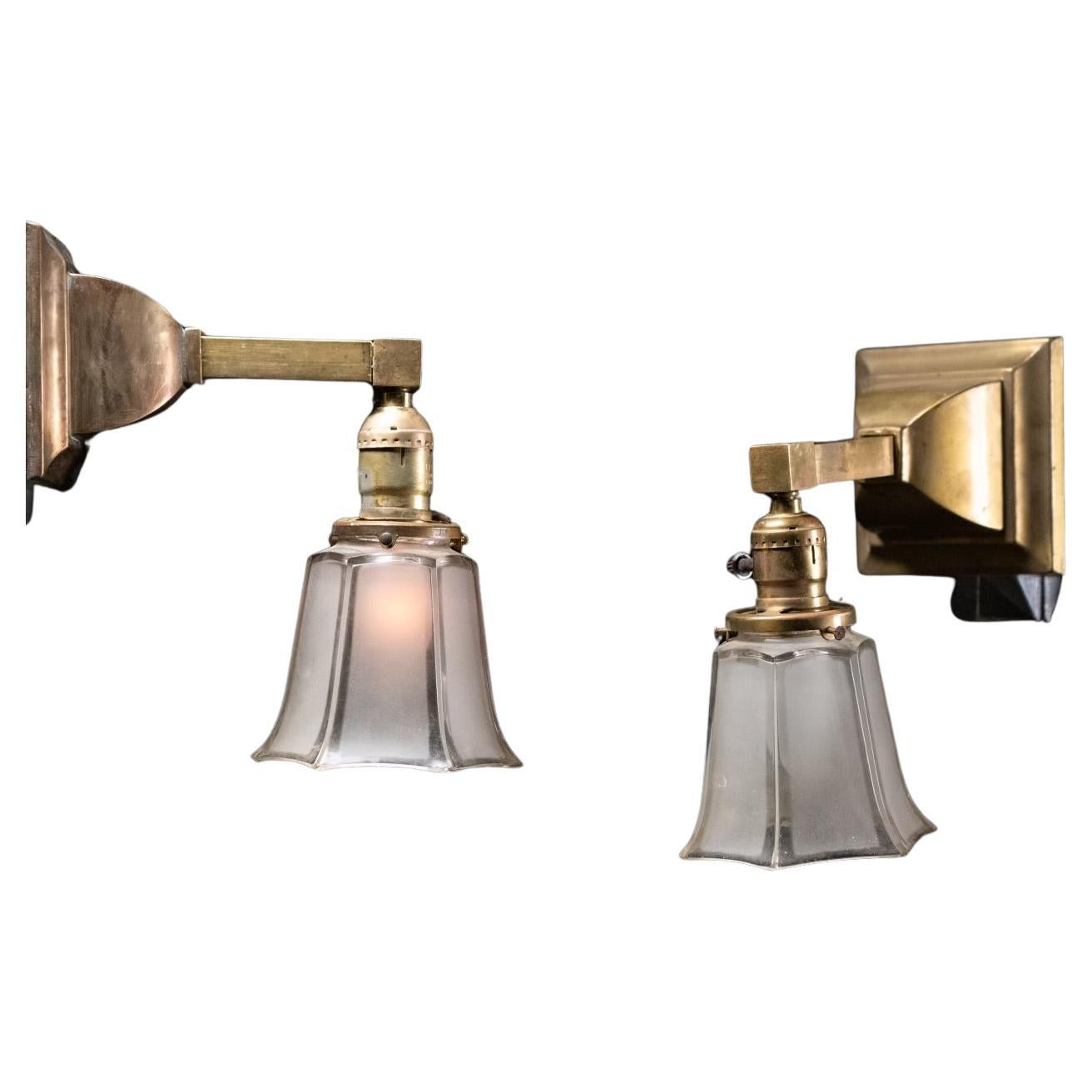 1920 brass pair of sconce lights  For Sale