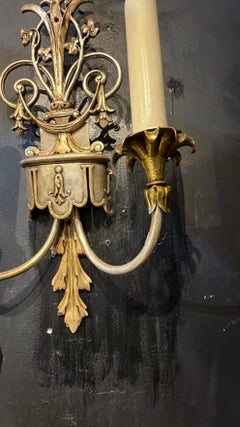 1920 Caldwell Bronze and Silver Plated Sconces Leaf Design