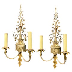 1920 Applique Caldwell in bronzo e placcate in argento con motivo a foglie