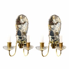 Antique 1920 Caldwell Etched Mirror Sconces