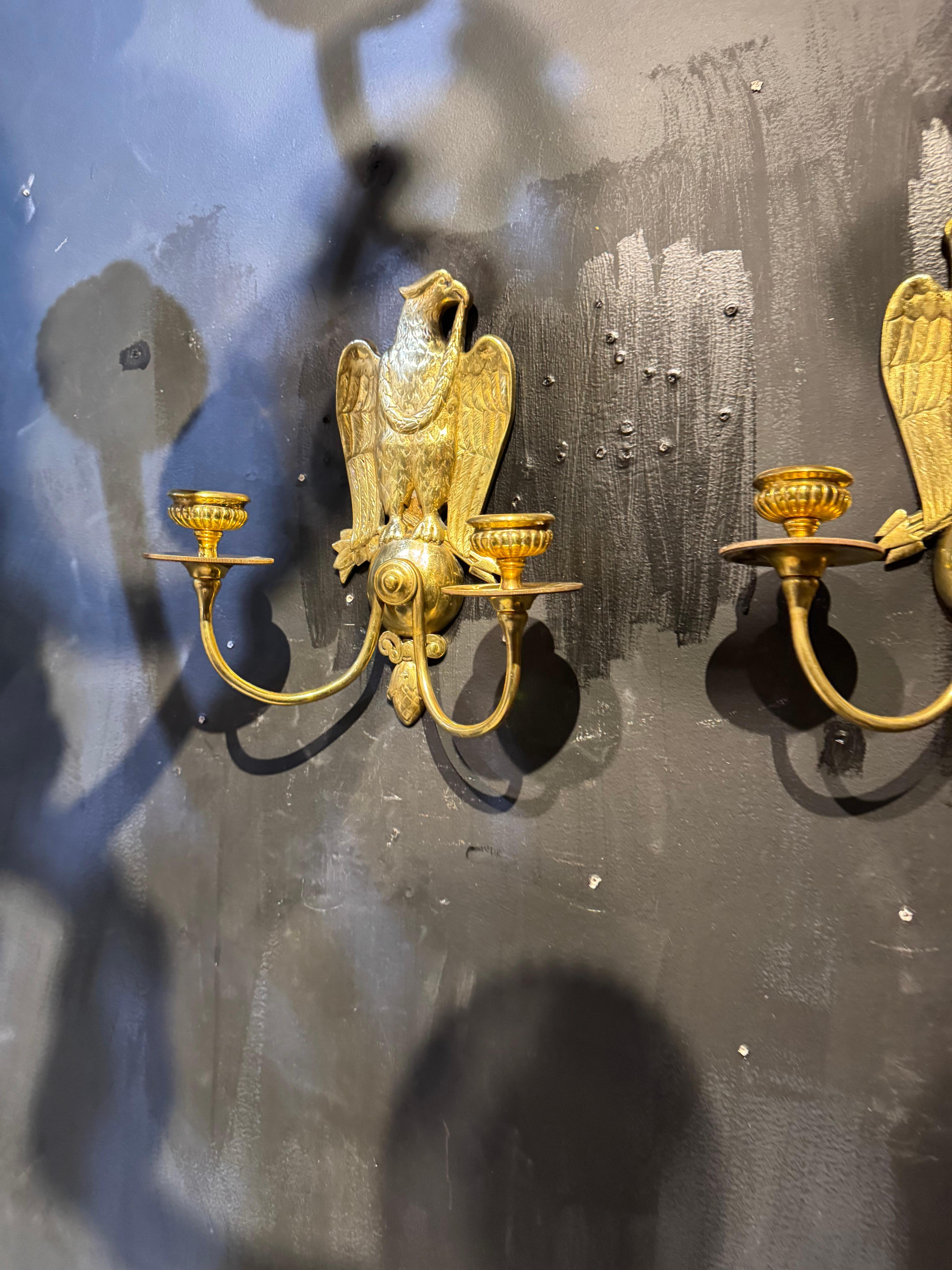 American 1920 Caldwell Federal Style Eagle Sconces