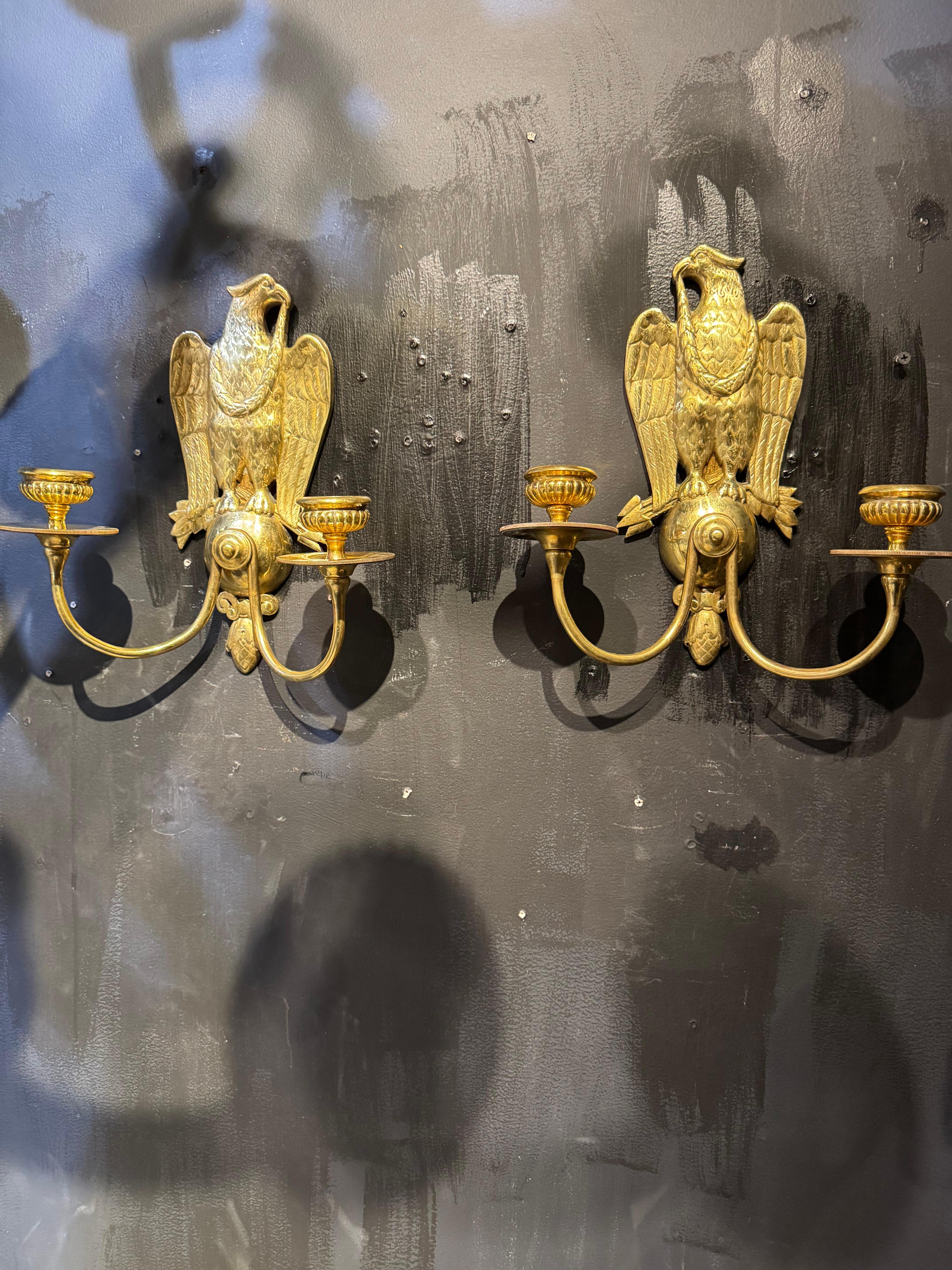 1920 Caldwell Federal Style Eagle Sconces In Good Condition In New York, NY