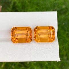 19.20 Carat Natural Loose Madeira Citrine Pair Emerald Cut Brazilian Gemstone