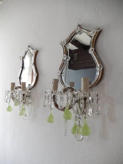 1920 Chartreuse Murano Glass Figs Mirror Sconces, Set of Four