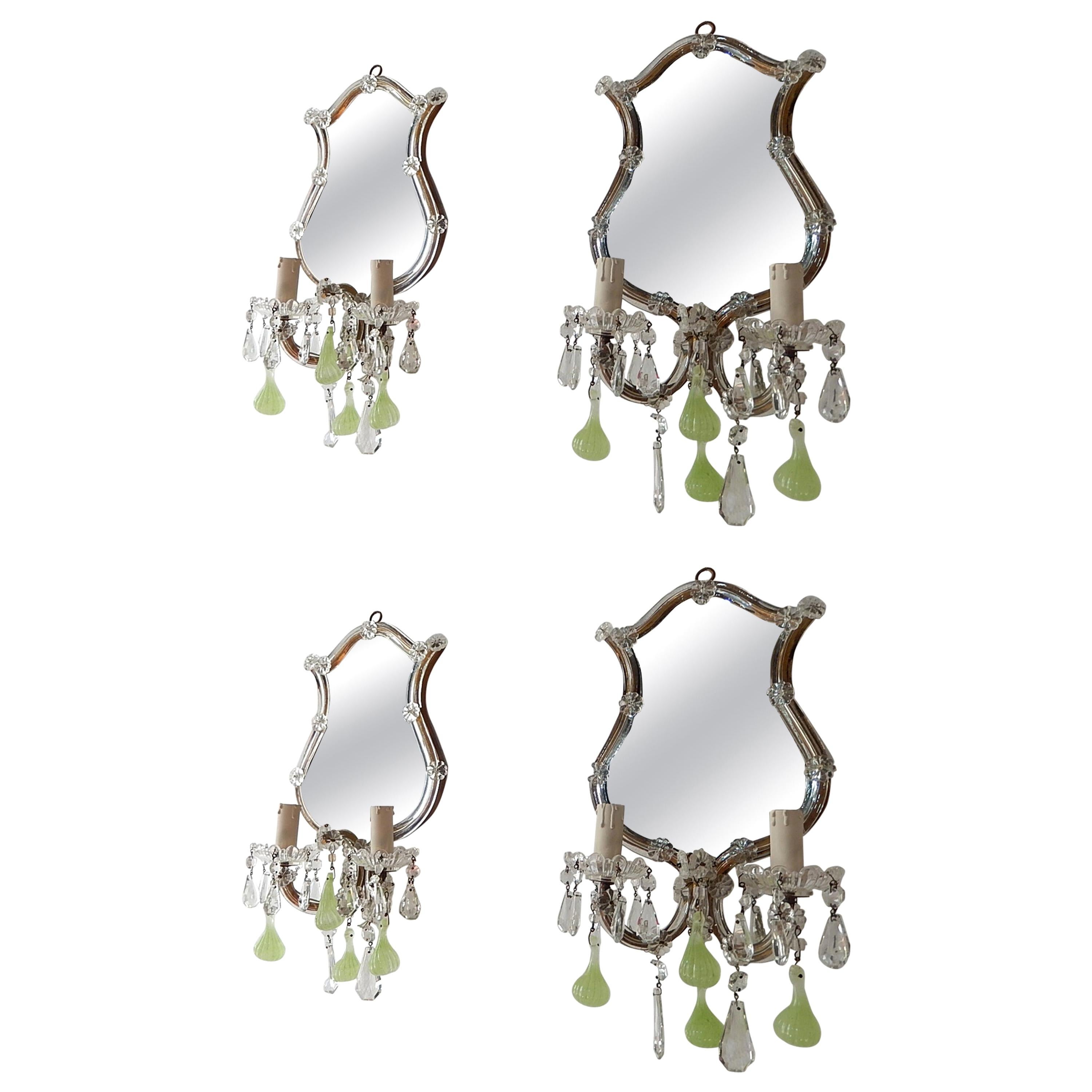 1920 Chartreuse Murano Glass Figs Mirror Sconces, Set of Four