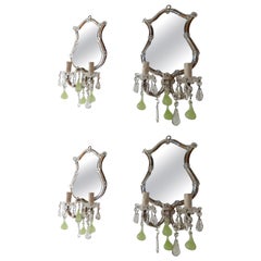 1920 Chartreuse Murano Glass Figs Mirror Sconces, Set of Four