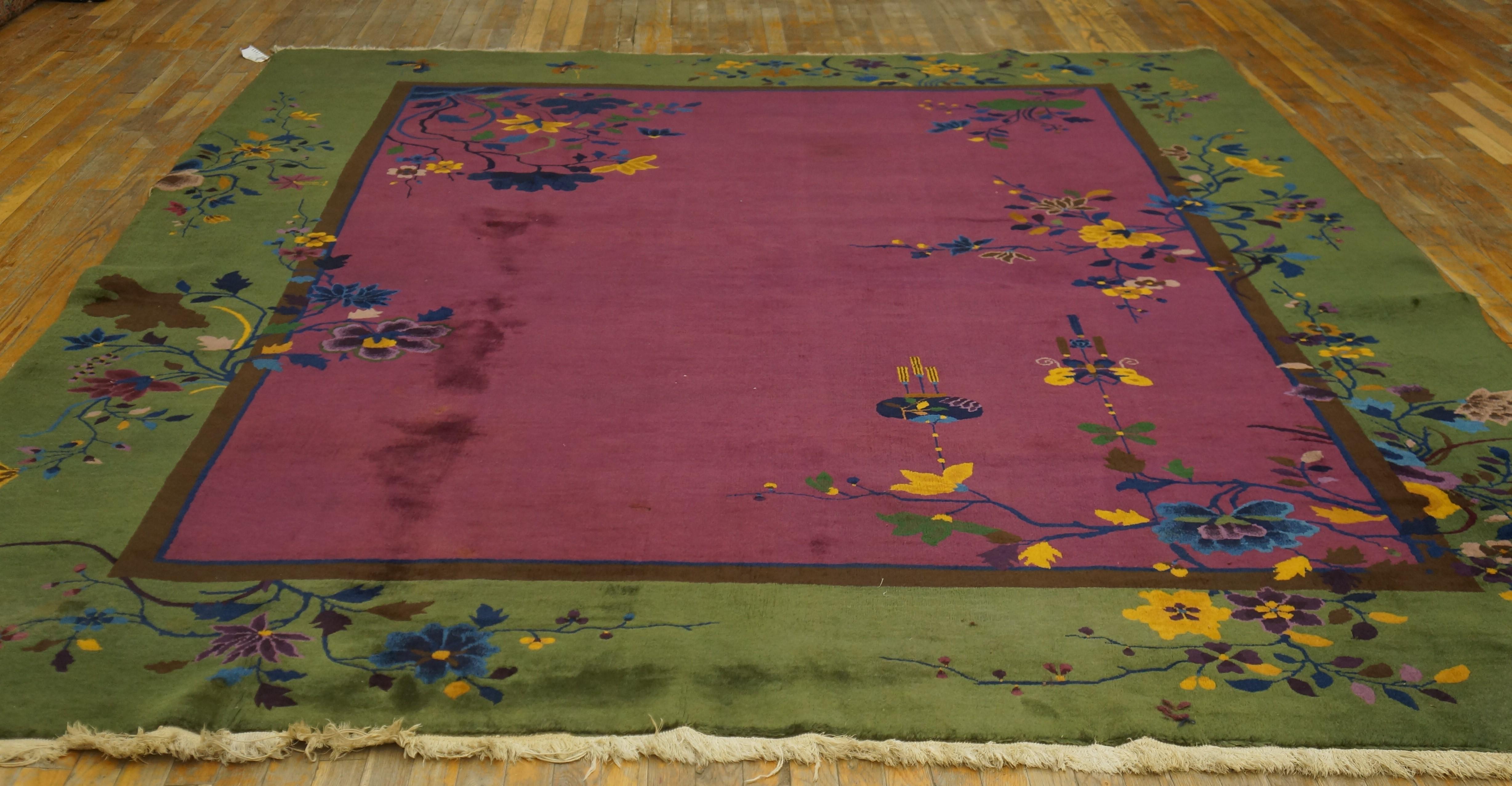 1920 Tapis chinois Art Déco ( 9' x 11'6