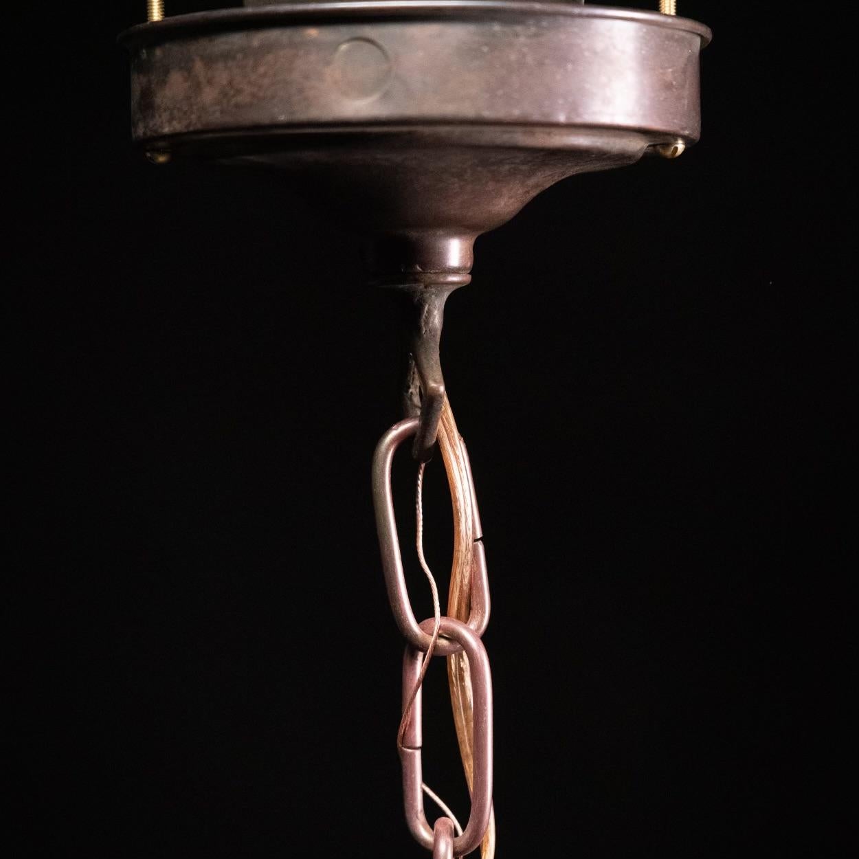 Schoolhouse 1920 copper milk glass schoolhouse pendant light