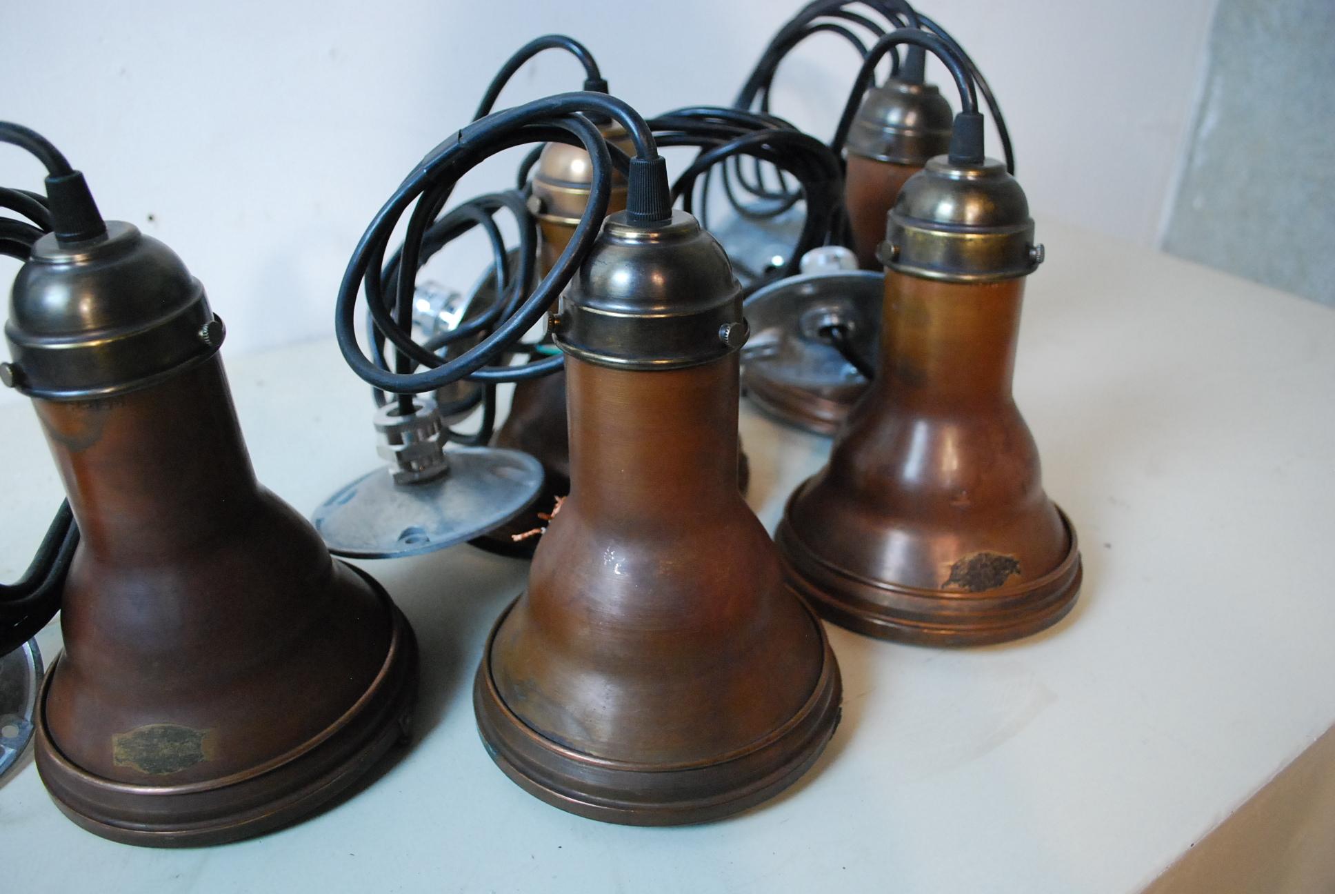 Early 20th Century 1920 Copper Pendant Lights Theatre Stage in NYC by the Major Equipement Co.