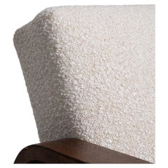 1920 Cream Mid-Century Pair of Art Deco Armchairs with Bouclé