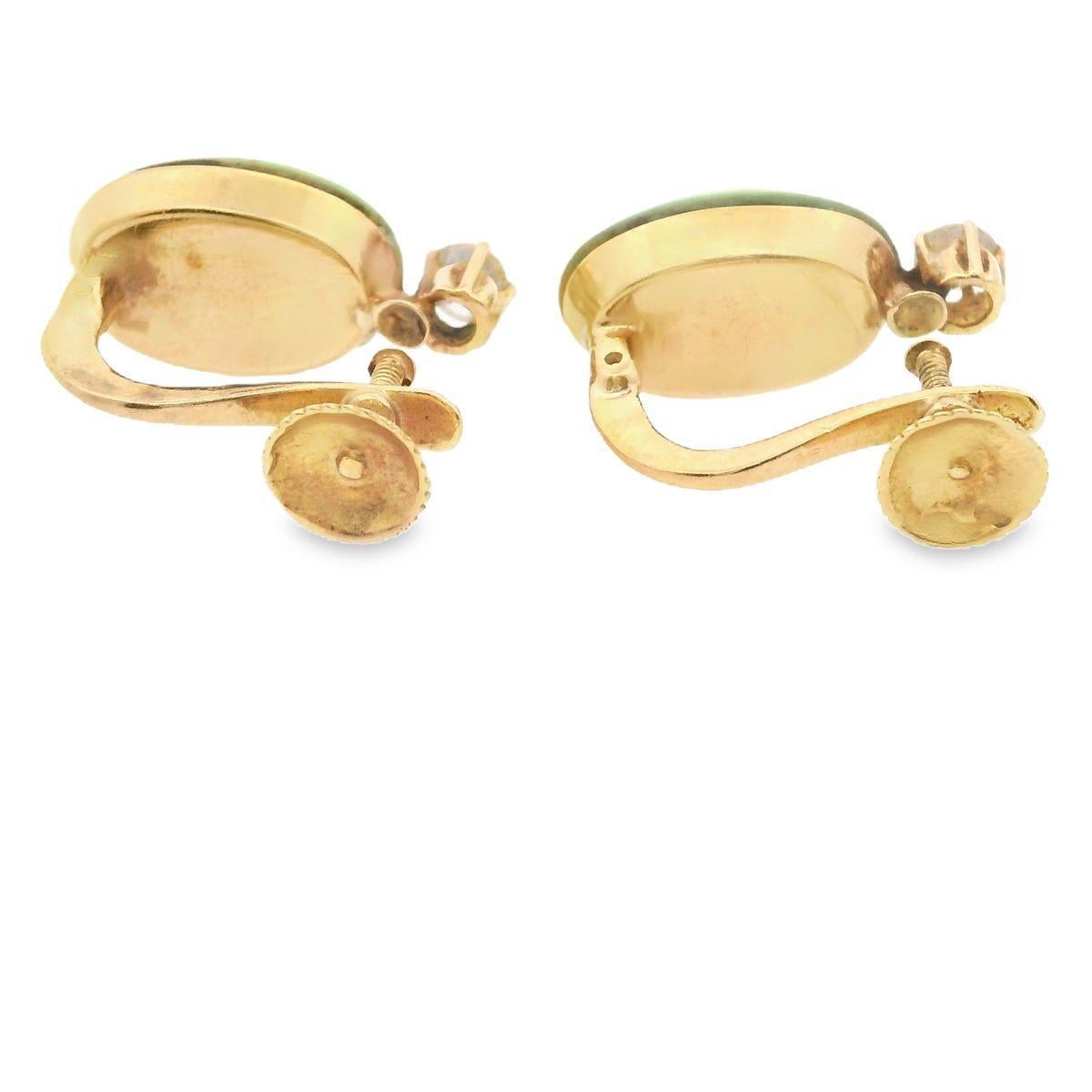 1920 Deco 18kt yellow Gold Earrings with Diamonds and Turquoises In Good Condition For Sale In Aventura, FL