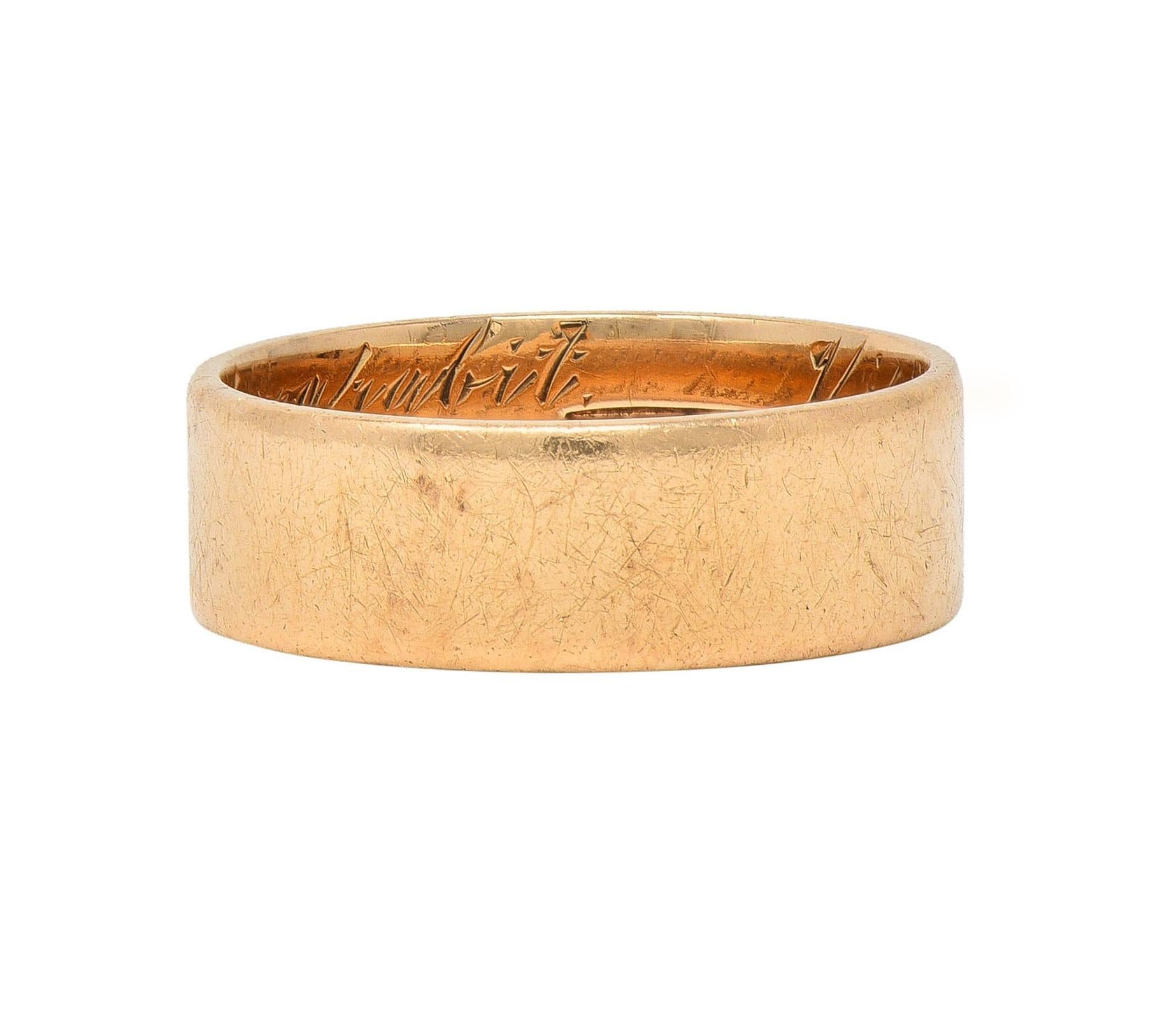 Women's or Men's 1920 Edwardian 14 Karat Yellow Gold Scottish Rite Antique Cigar Band Ring