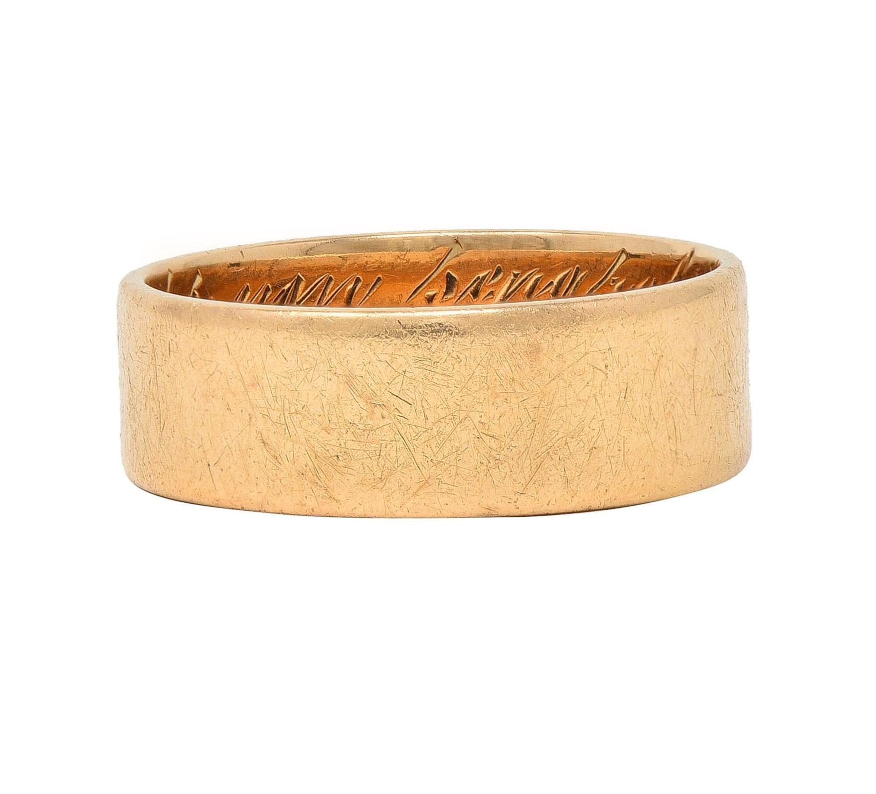 1920 Edwardian 14 Karat Yellow Gold Scottish Rite Antique Cigar Band Ring 5