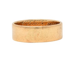 1920 Anello di rito scozzese antico a fascia con sigaro in oro giallo 14 carati