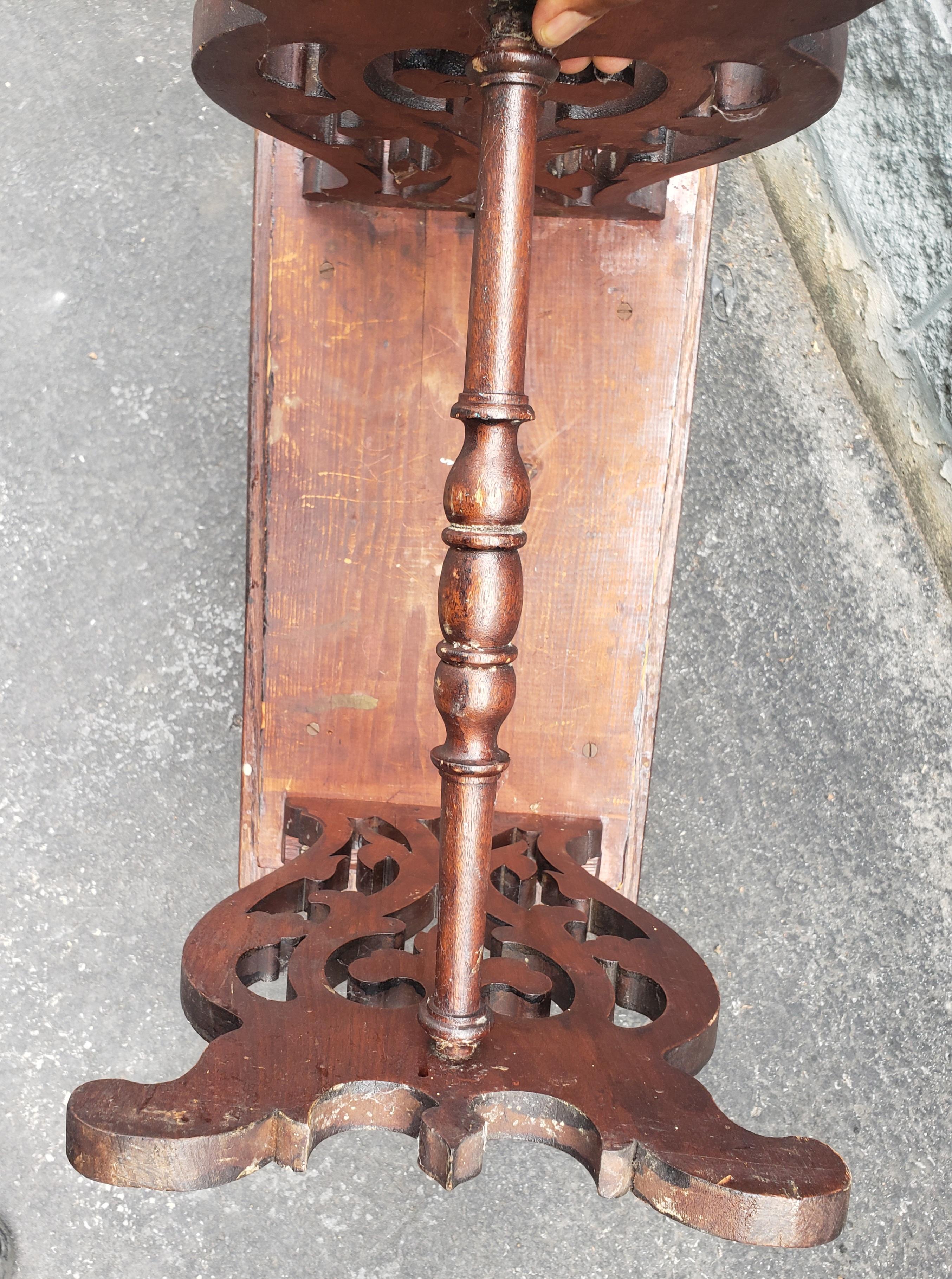 1920 Edwardian Handcrafted and Carved Oak Trestle Bench or Table In Good Condition For Sale In Germantown, MD