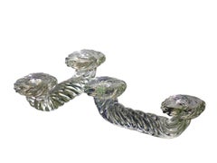 1920 Ercole Barovier Murano Glass "Torchon" Art Deco Pair of Candle Holders