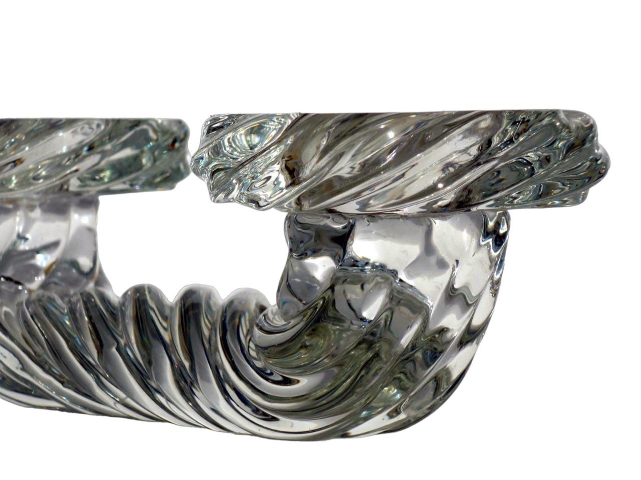 Art déco 1920 Ercole Barovier Murano Glass 'Torchon' Art Deco Paire de bougeoirs en vente