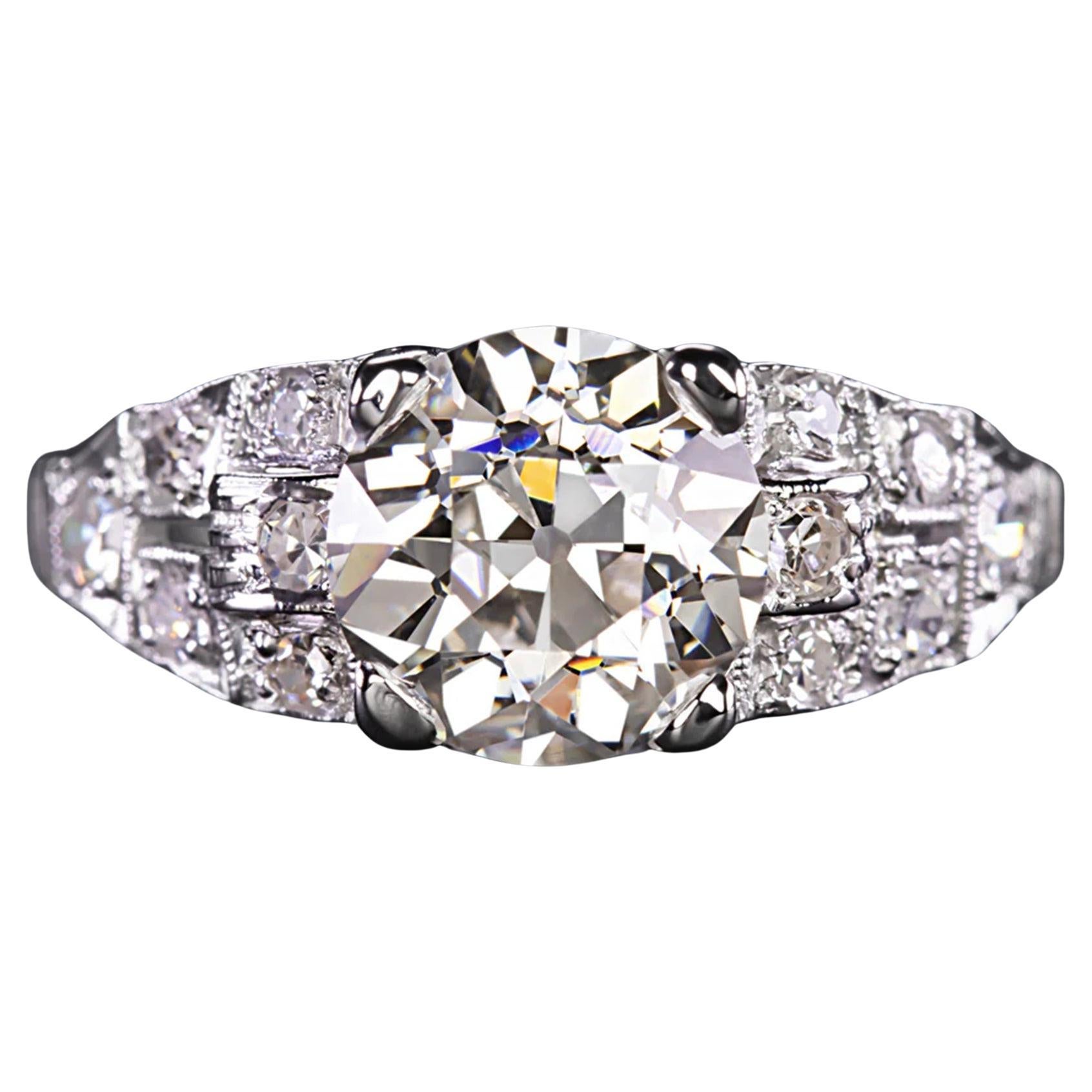  1920 European Cut Art Deco Vintage Diamond Cocktail Ring   For Sale