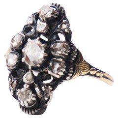 1920 European Ring 1ct Diamonds solid 18K Gold Silver ØUS 7.75/ 5gr