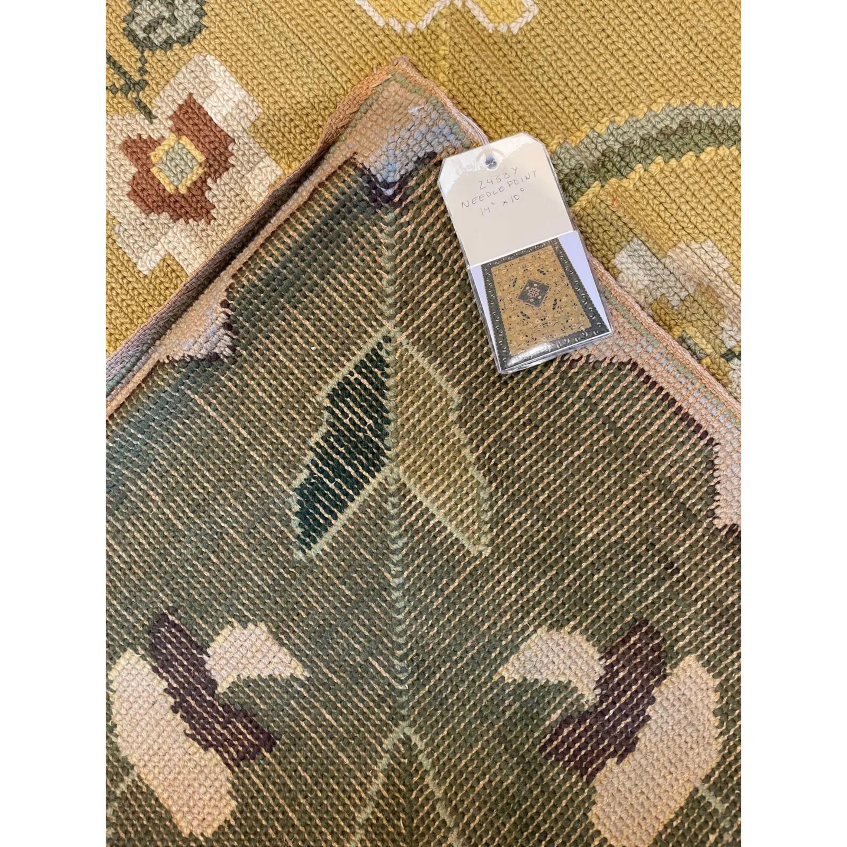 1920 Floral Yellow Needlepoint Rug In Good Condition For Sale In Los Angeles, US