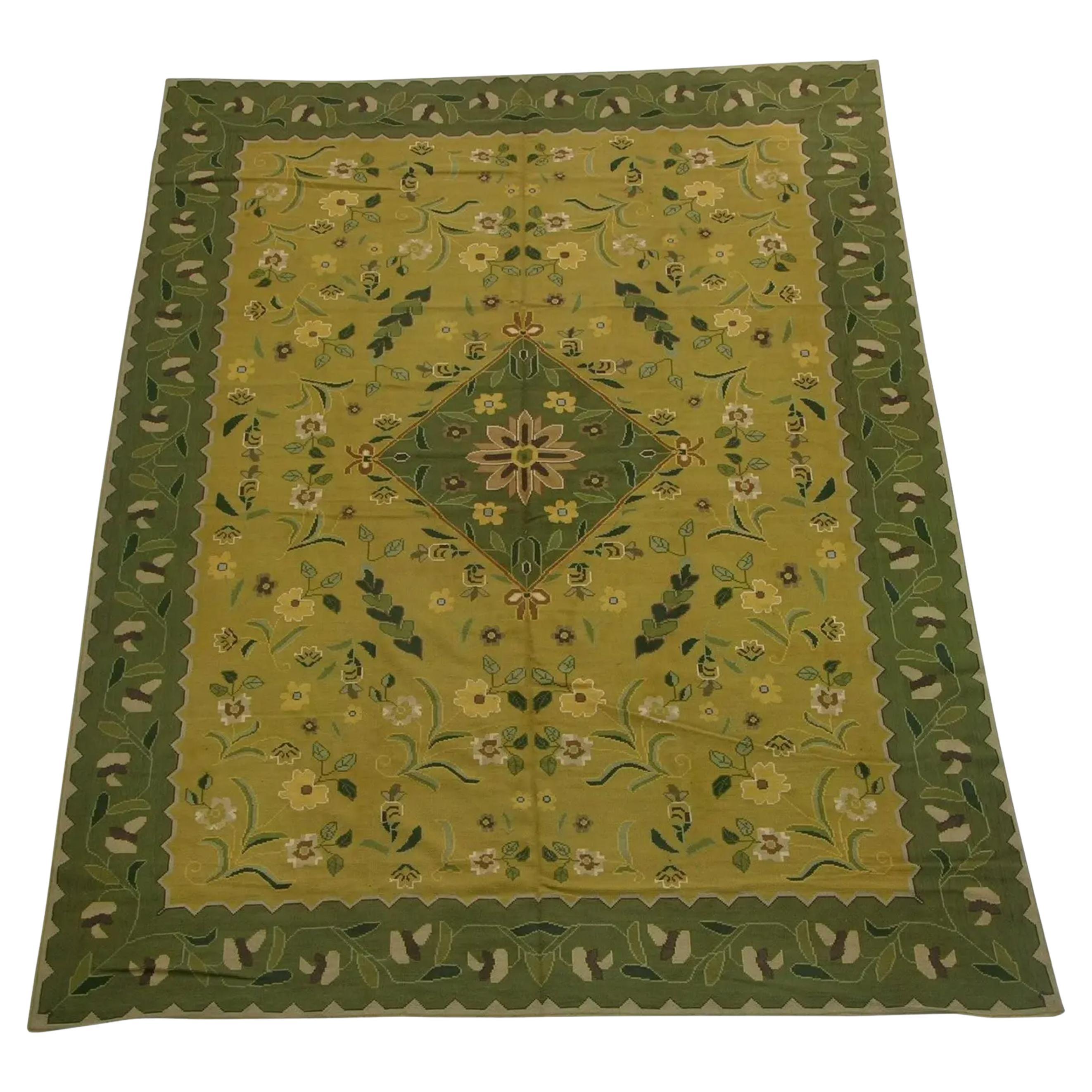 1920 Floral Yellow Needlepoint Rug