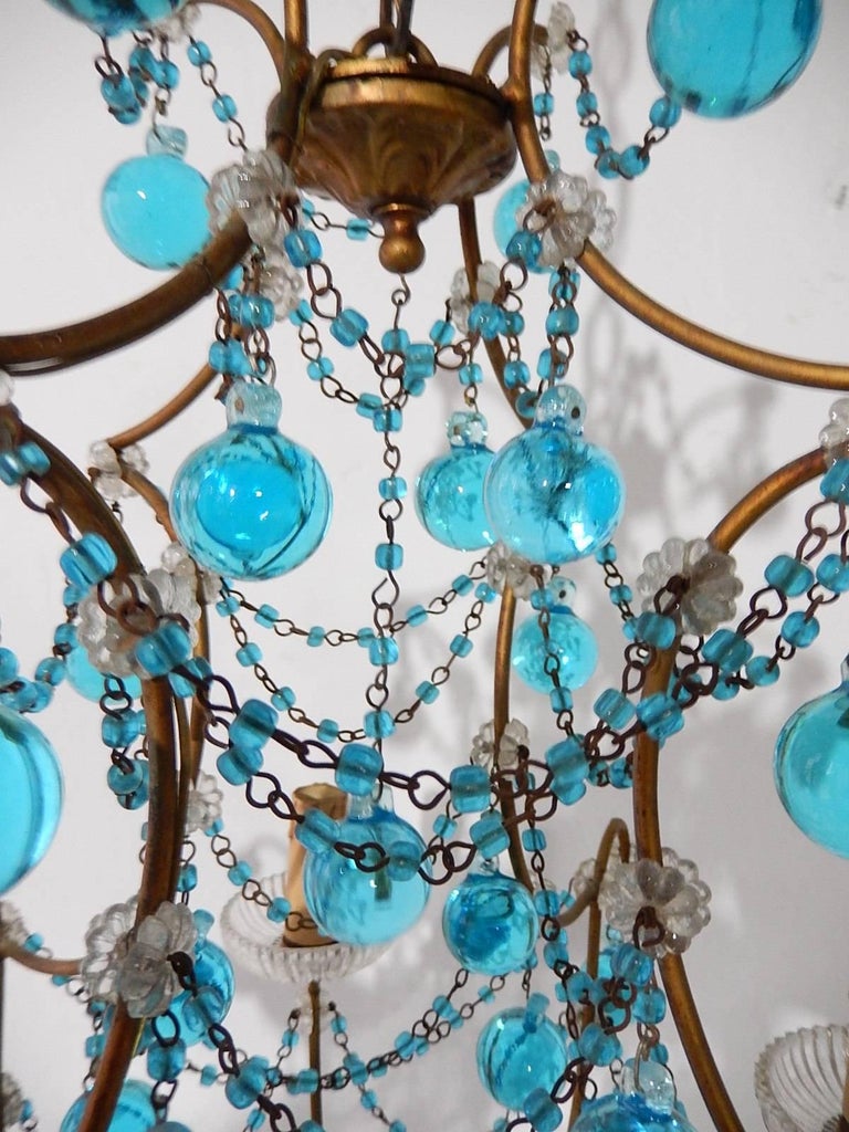 1920 French Aqua Swags and Murano Balls Chandelier at 1stDibs