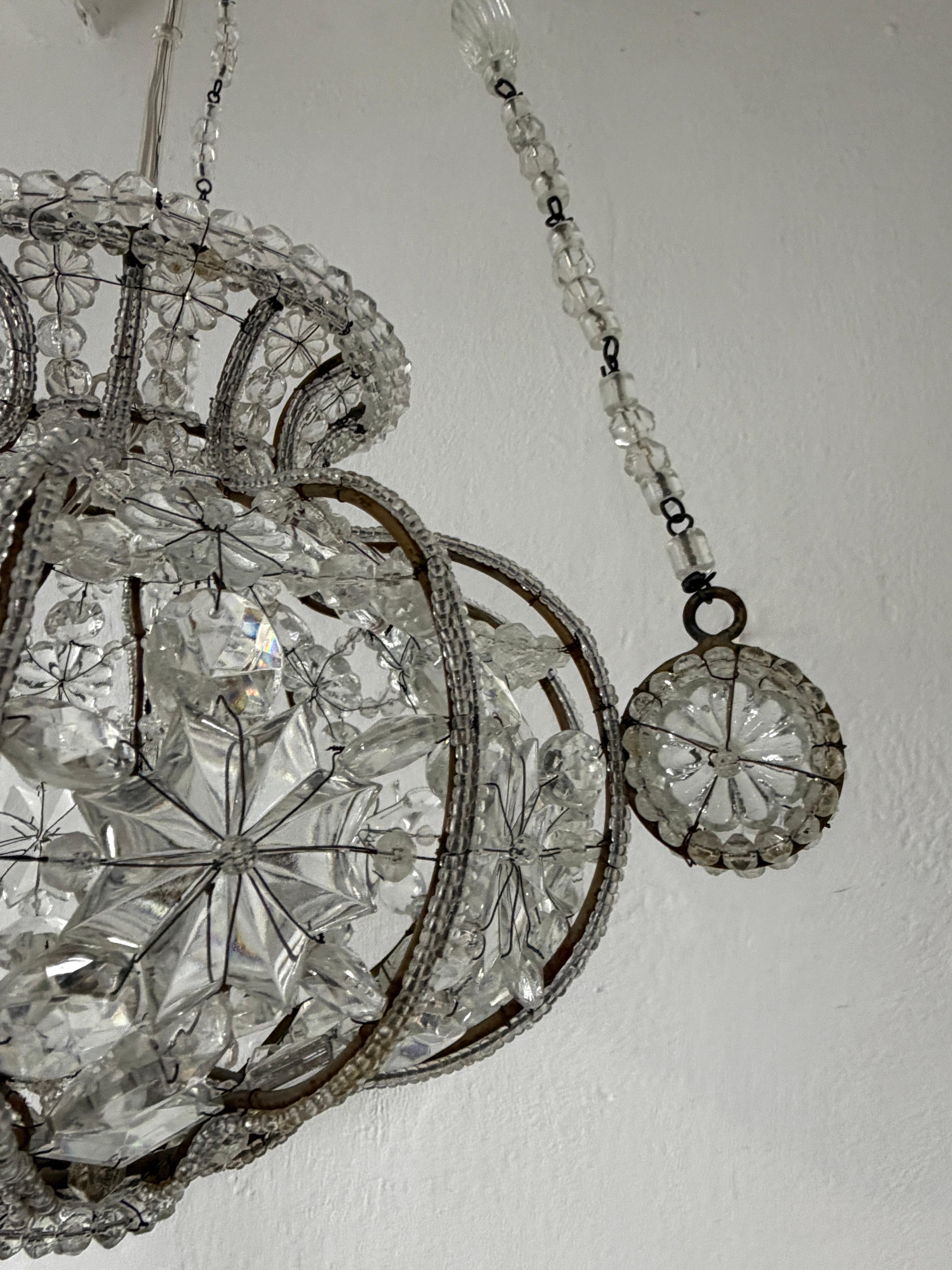 1920 French Maison Bagues Style Crystal Lantern Chandelier For Sale 3
