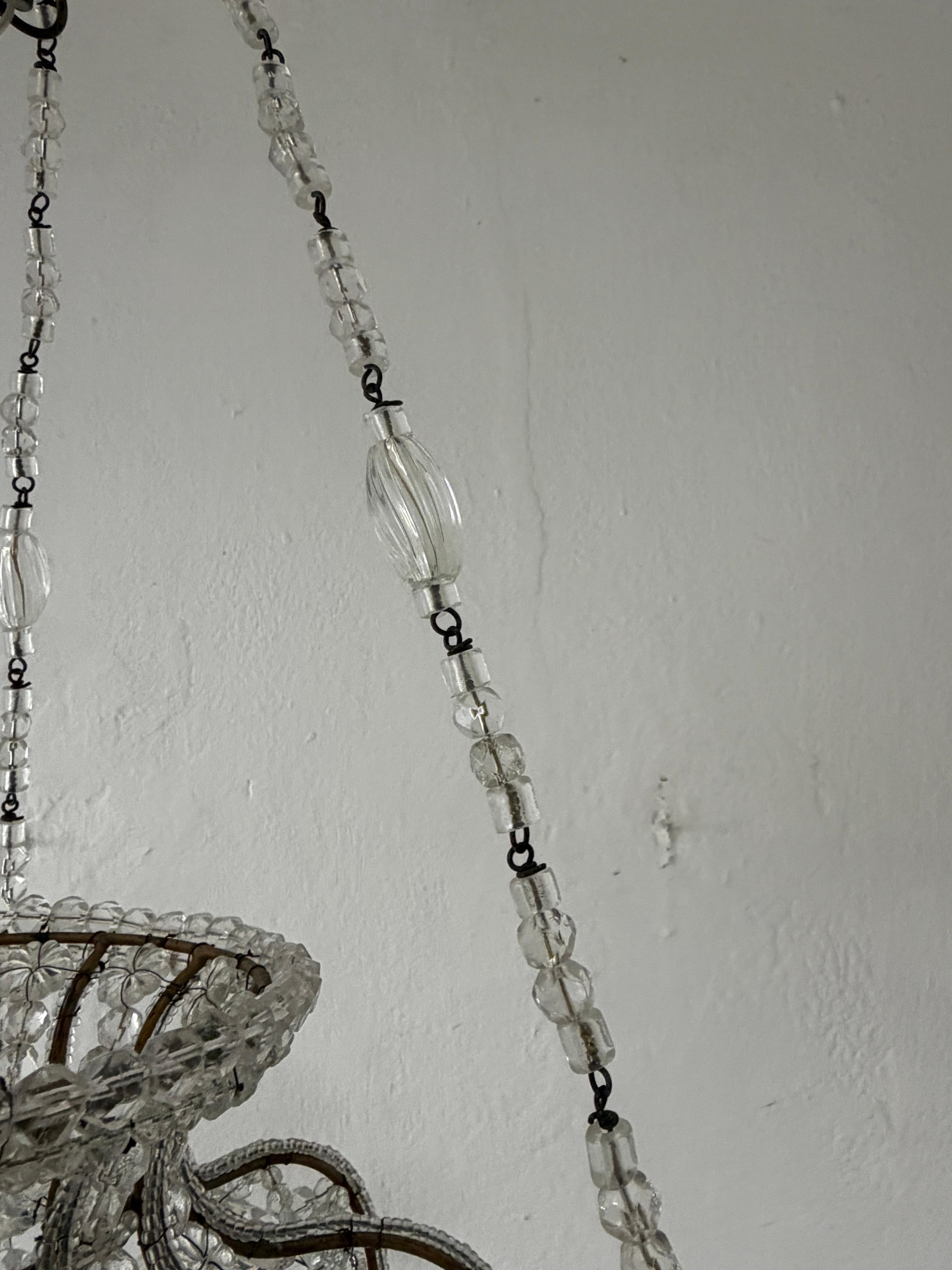 1920 French Maison Bagues Style Crystal Lantern Chandelier For Sale 5