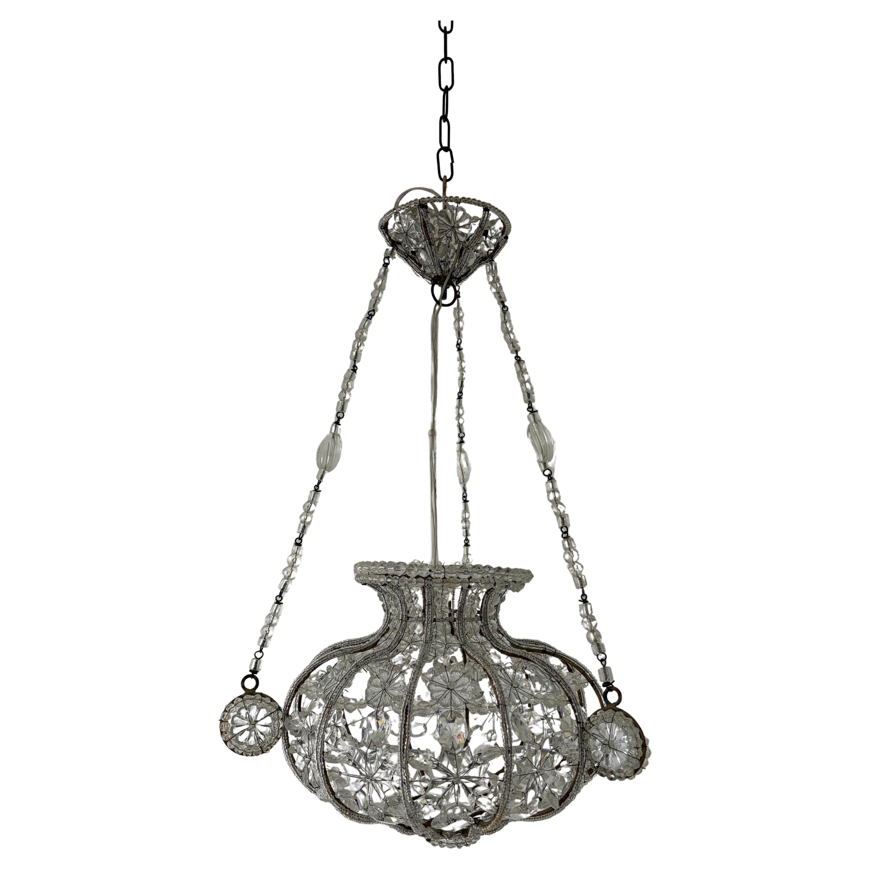 1920 French Maison Bagues Style Crystal Lantern Chandelier