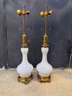 1920 French Opaline Glass Table Lamps