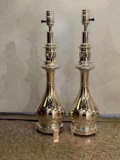 1920 French Pair Silver Plated Table Lamps