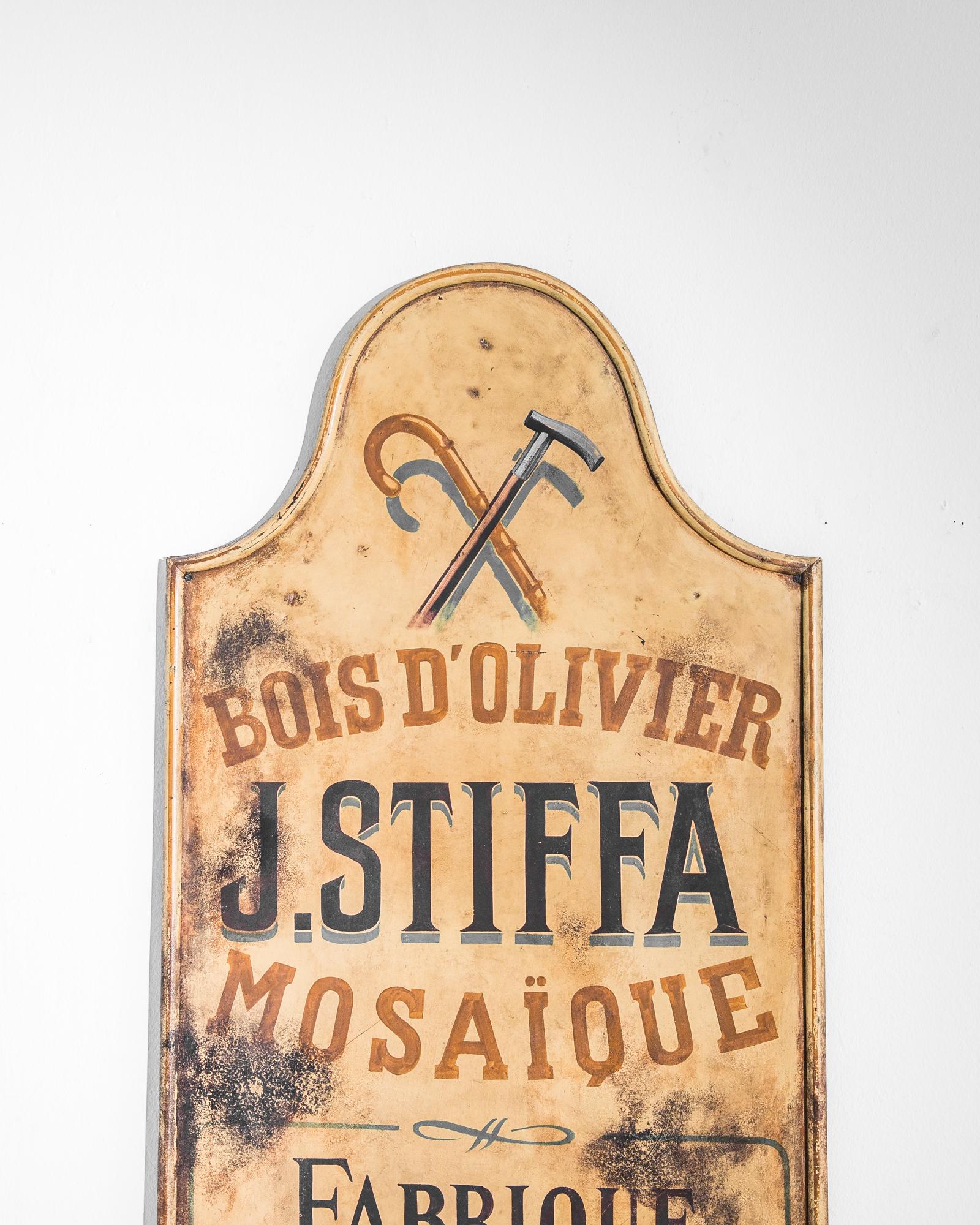 Folk Art 1920 French Vintage Handpainted Cane Shop Sign