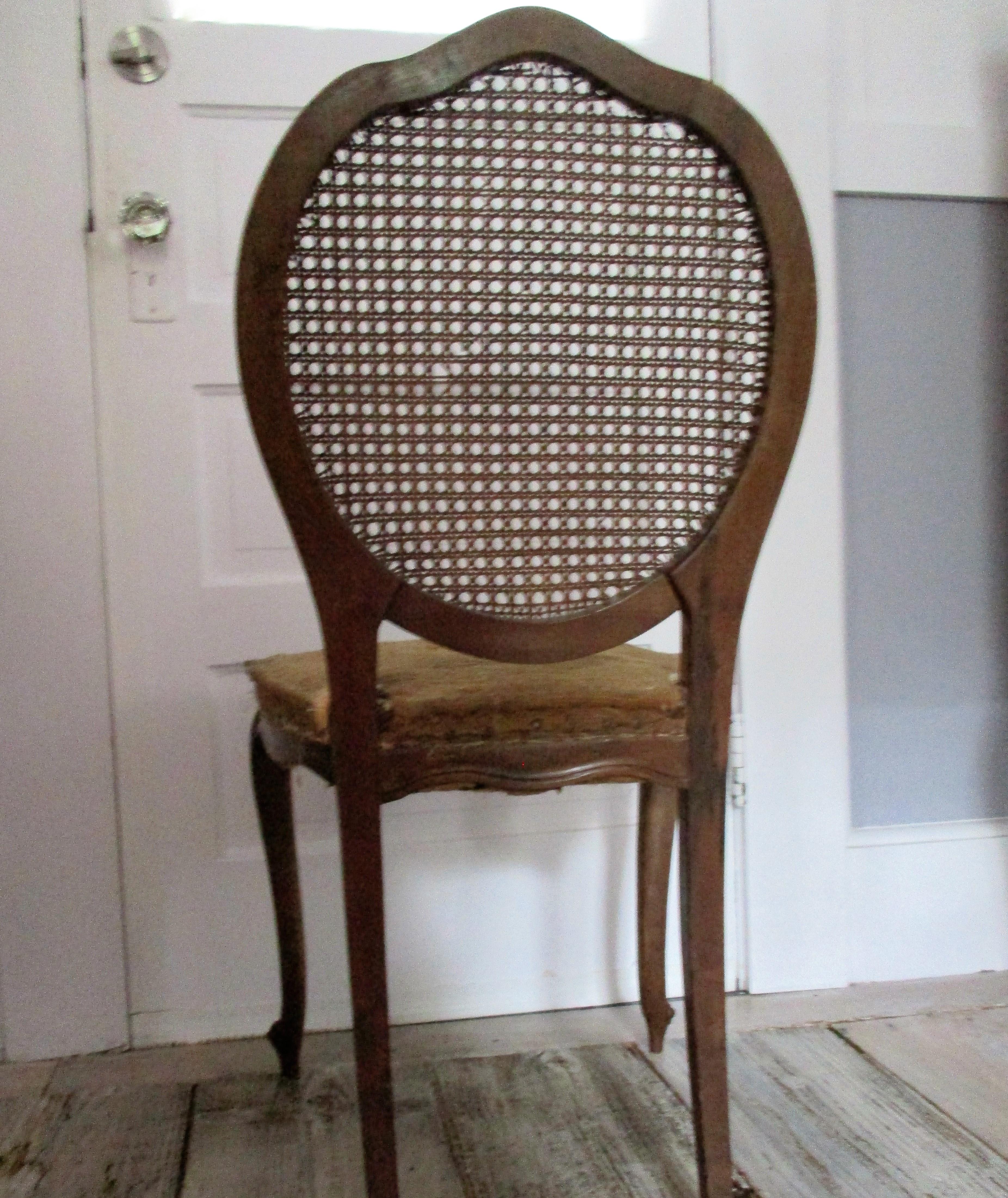 1920 French Walnut Cane Back Chair For Sale 2