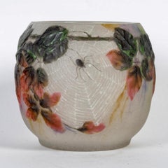 1920 Gabriel Argy-Rousseau Araignée et Ronces Vase aus Pate de Verre Kamee-Glas