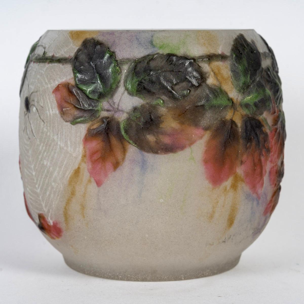 Art Déco 1920 Gabriel Argy-Rousseau Vaso Araignée et Ronces in vetro Pate de Verre Cameo in vendita