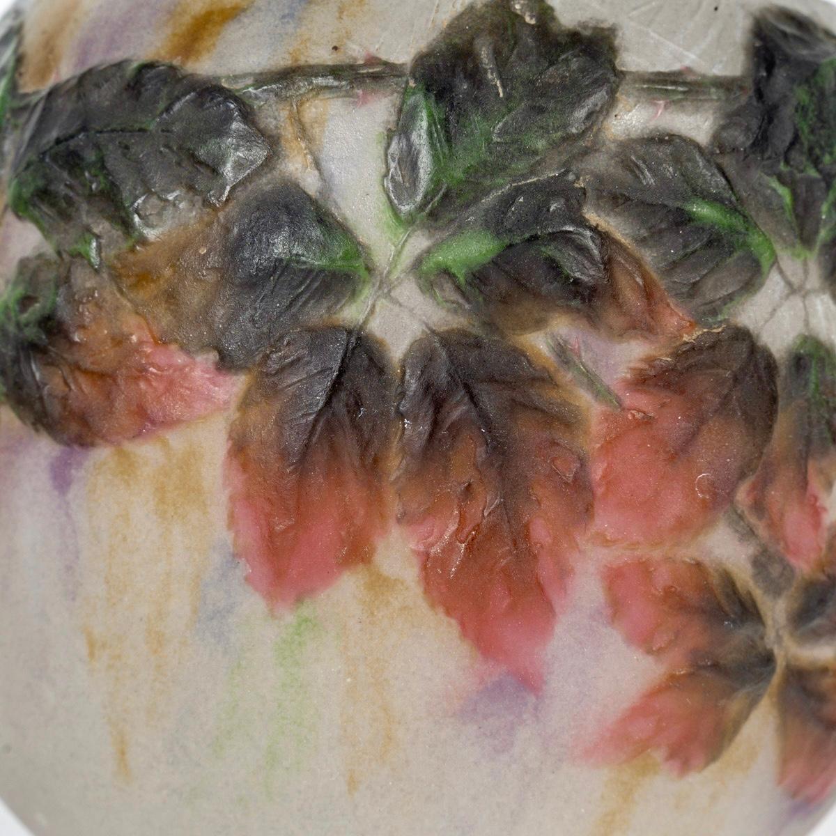 1920 Gabriel Argy-Rousseau Vaso Araignée et Ronces in vetro Pate de Verre Cameo In condizioni buone in vendita a Boulogne Billancourt, FR