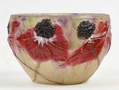 1920 Gabriel Argy-Rousseau - Bowl Anemones Pate De Verre Glass