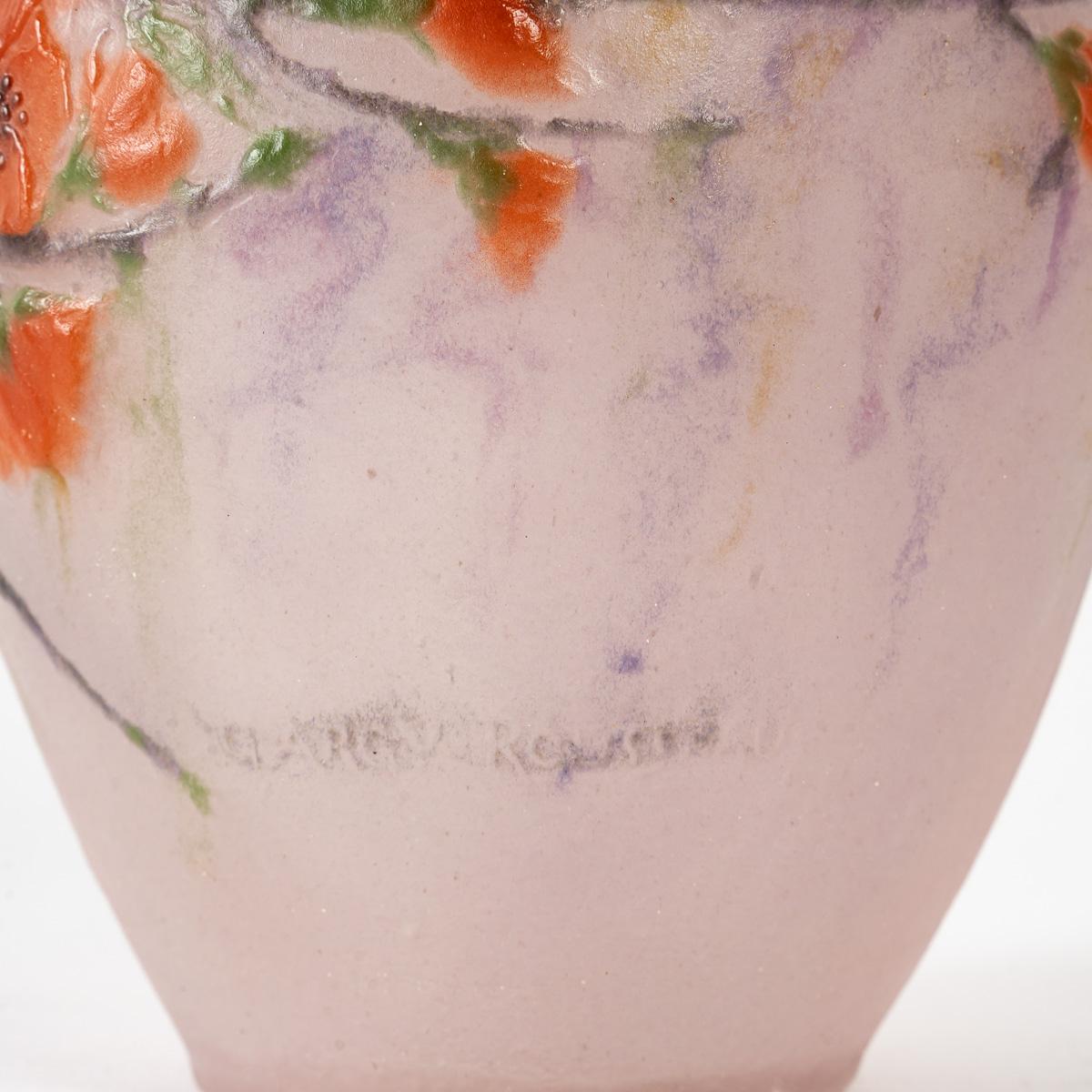 1920 Gabriel Argy Rousseau Vase Fleurs De Pêchers Glas Pate De Verre (Art déco)